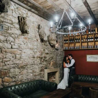 Newly-Married Couple in The Cow Room at The Caves, Edinburgh.