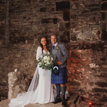 A Newly-Married Couple in the Candlelit Foundation Room at The Caves, Edinburgh.